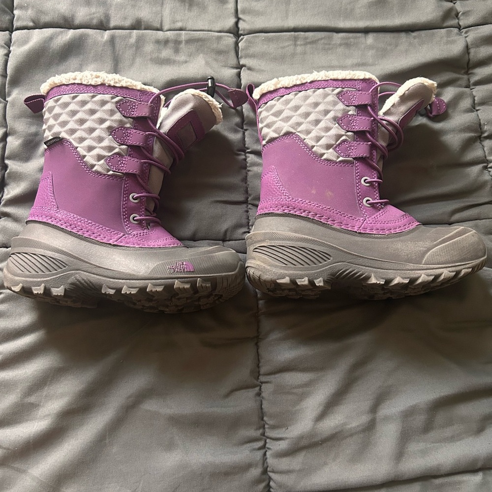 The North Face Purple and Gray Kids Boots